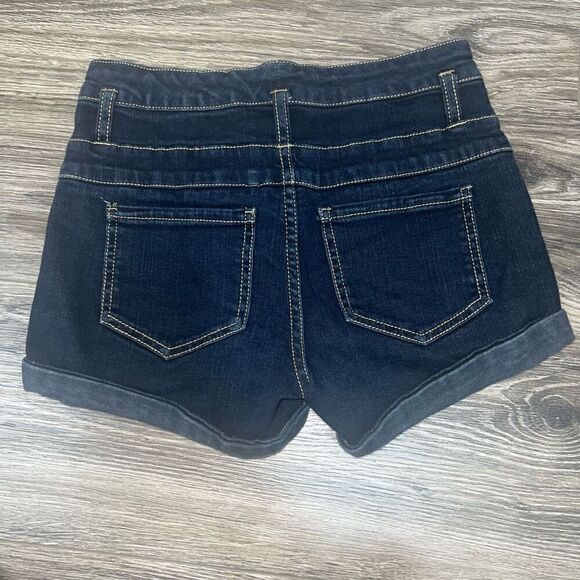 Mossimo Jean Shorts Women's Size 0/25 Denim Cuffed Hem Three Button Mid Rise - Picture 2 of 3